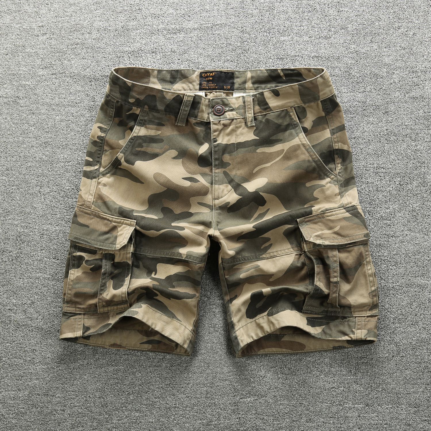 Shorts Men's Casual Camouflage Middle Pants Multi-Pocket Trendy Men's Workwear Fifth Pants Outdoor Loose Middle-Aged Short Breeches