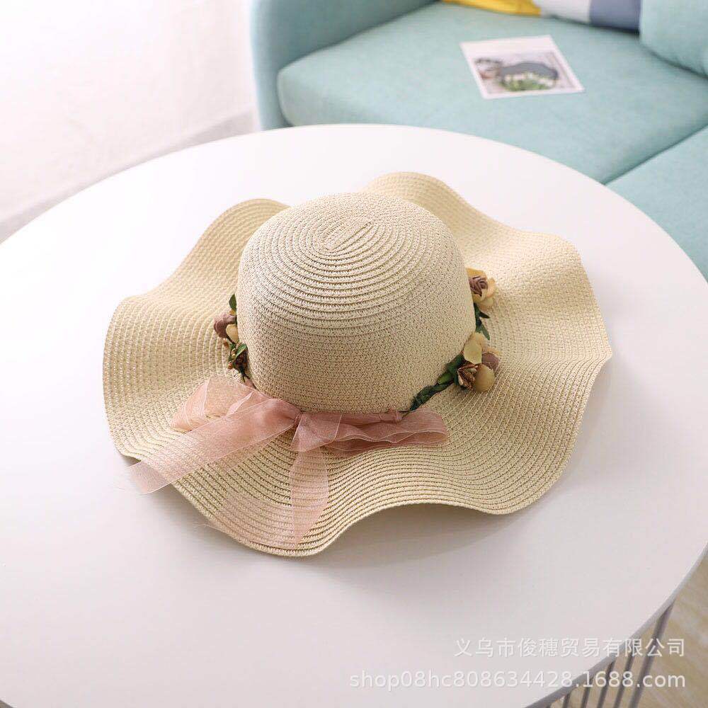 New Straw Hat Parent-Child Seaside All-Match Travel Sun Hat Sun Summer Big Brim Sun-Proof Wholesale Cap Lady Hat