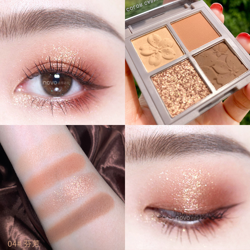 Novo Sakura Story Four-Color Eye Shadow Advanced Sense Newbie Beginner Earth Color Daily Light Makeup Eye Shadow Plate