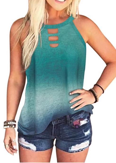 2023 Women's Summer New Amazon Hot round Neck Tie-Dyed Leopard Print Vest T-shirt for Women
