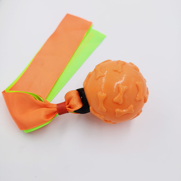 Factory Direct Supply Dog Bite-Resistant Vocalization Toy TPR Ribbon Bone Ball Pet Supplies in Stock Wholesale