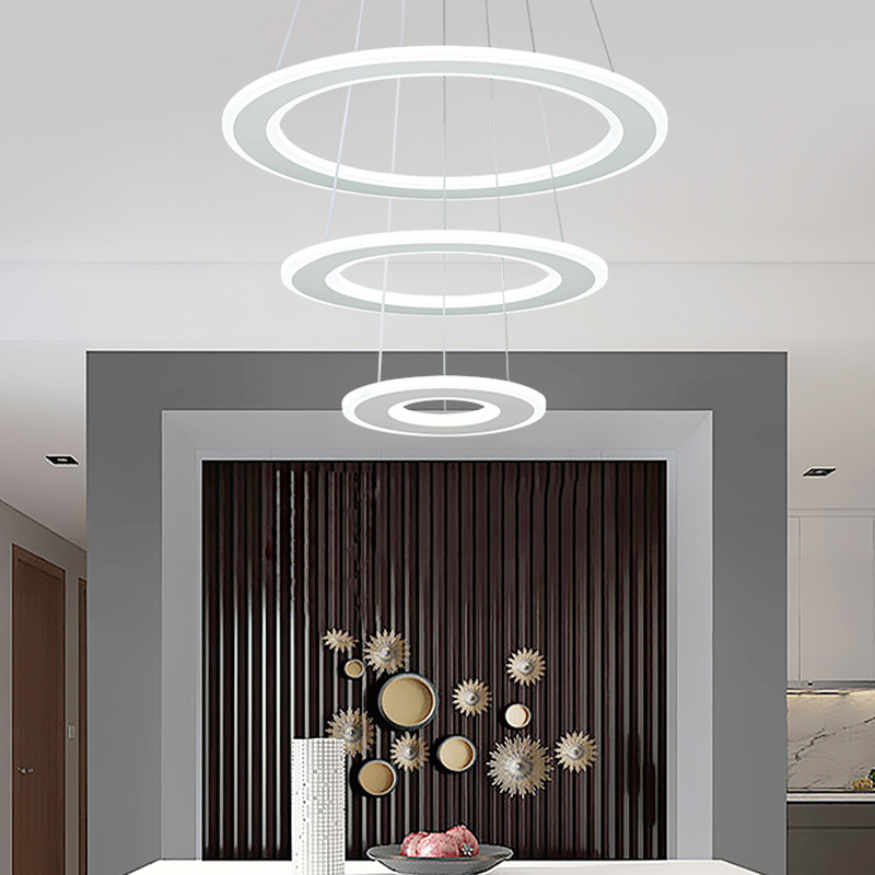 Led Dining Room Hanging Line Lamp Modern Simple Creative Personality Toroidal Living Room Dining Room Nordic Style Lamps