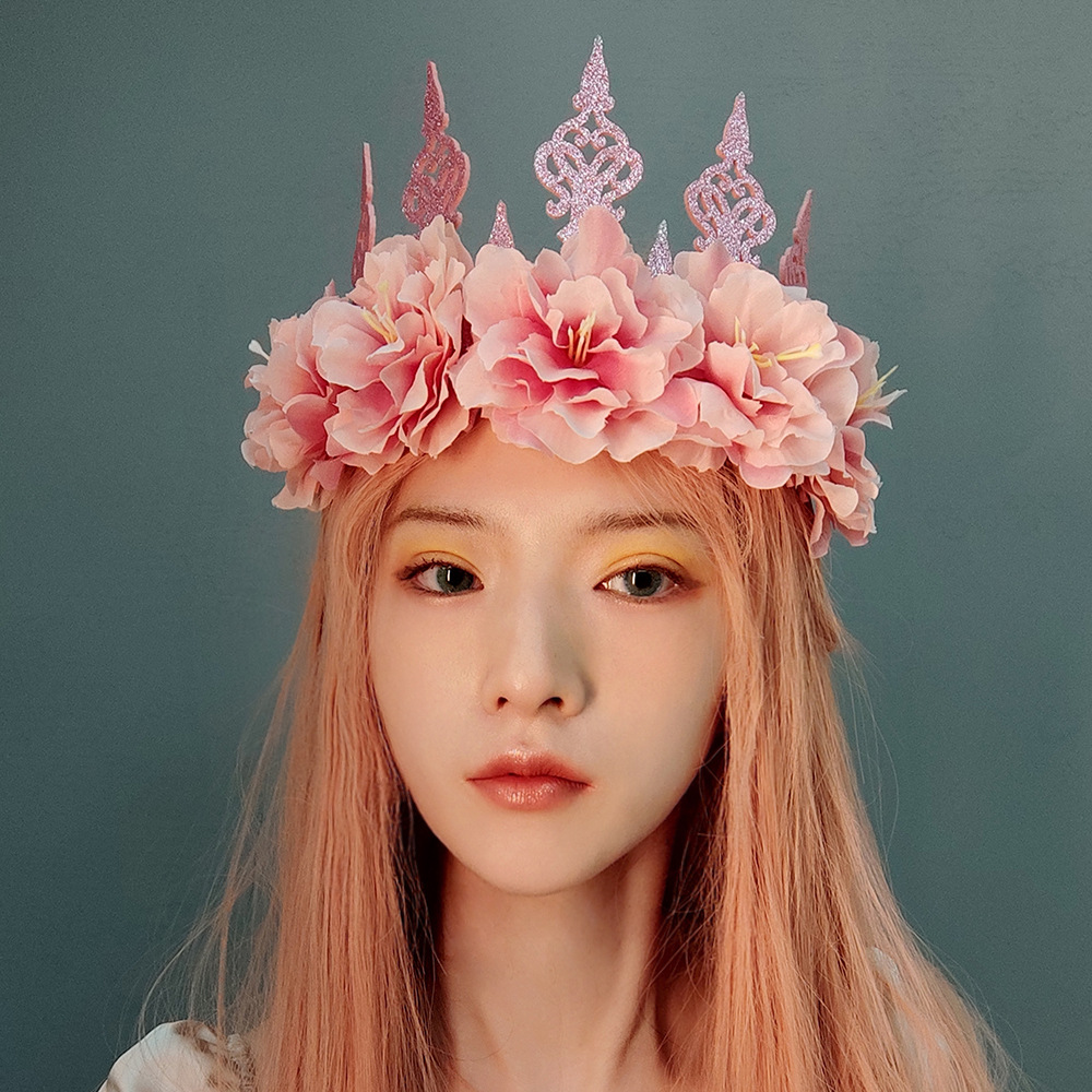 花朵皇冠花环度假蜜月新娘礼服影楼拍照圣诞节舞会头饰品 fd-89