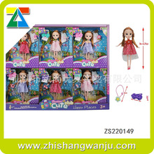 ZS220149 高档礼盒装 7寸实身可儿娃娃带发夹3色混装 6盒女孩礼物