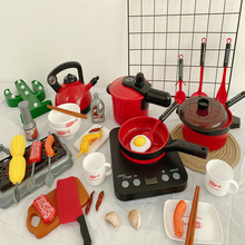 互宝 跨境厨房玩具套装电磁炉做饭灯光高压锅煮水锅过家家玩具