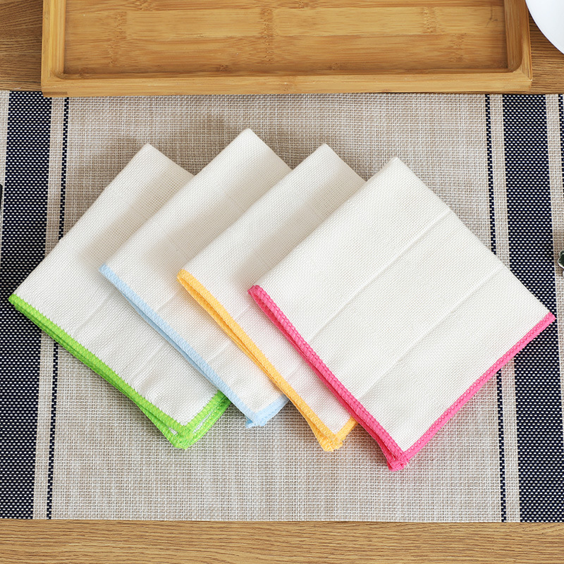 factory wholesale 30*30 dish towel scouring pad non-stick oil bamboo fiber cleaning rag dish cloth