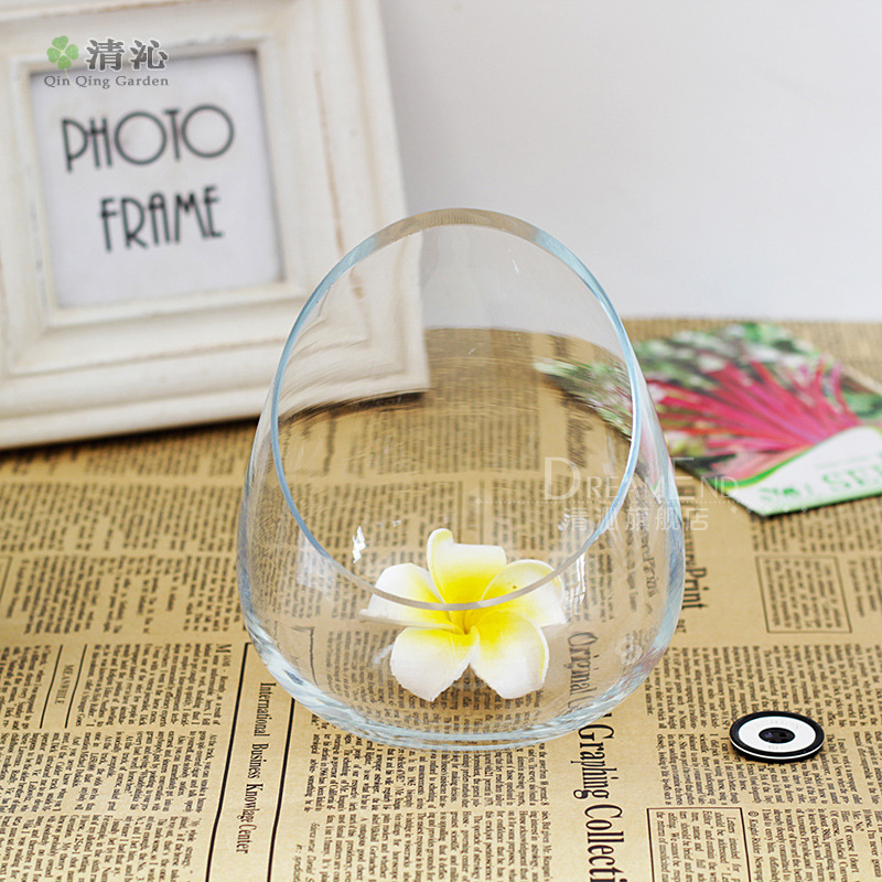 Creative Thickening Size Bevel Glass Bowl Transparent Vase Bevel Succulent Flower Pot Micro Landscape Ornaments Hydroponic round