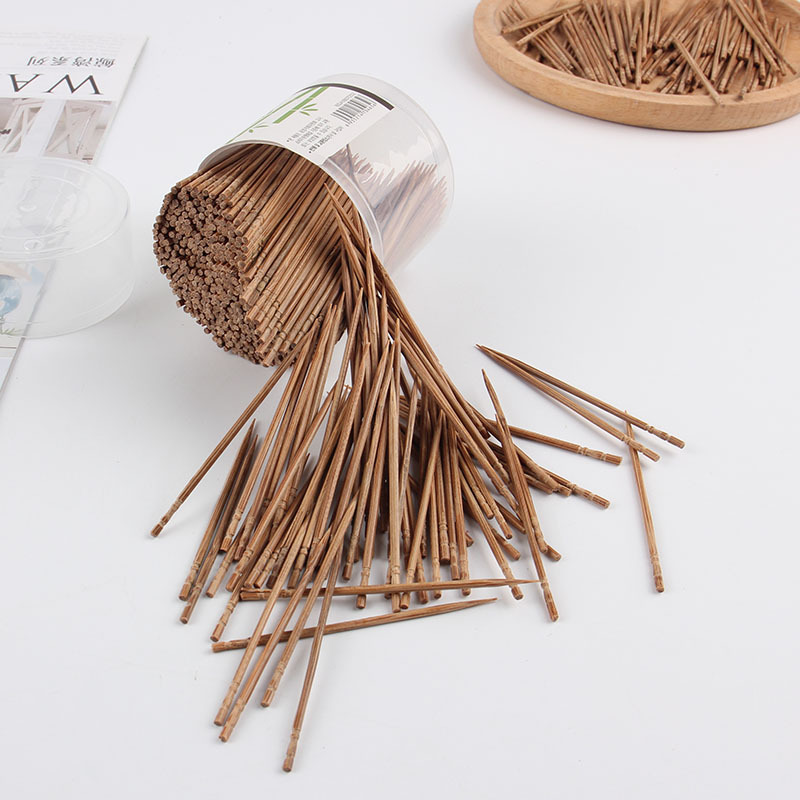 Free Shipping Creative Carbonized Toothpick 800 Pcs Household Daily Necessities Cylinder Single-Headed Bamboo Disposable Toothpick