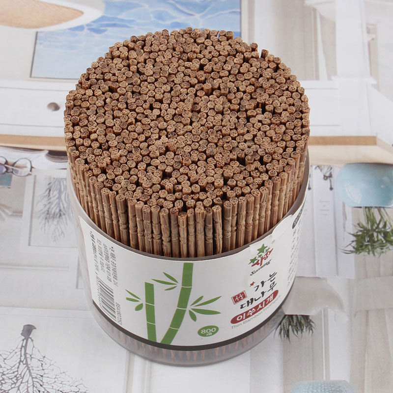 Free Shipping Creative Carbonized Toothpick 800 Pcs Household Daily Necessities Cylinder Single-Headed Bamboo Disposable Toothpick