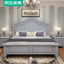 美式实木床1.8米现代简约家具主卧床公主双人床1.5米床储物轻奢床