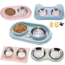 不锈钢狗碗猫碗 犬猫通用一碗双用饮水喂食减少侧翻加厚 宠物双碗