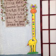 浙江供应卡通装饰孩子身高记录尺测量身高尺长颈鹿儿童成长尺批发