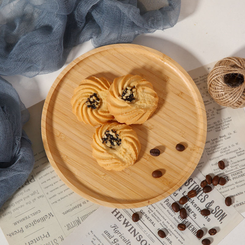 Bamboo Tea Tray Bamboo Tray Household Tray Rectangular Wood Dish Hotel Tea Cake Tray round Grid Bamboo Tray