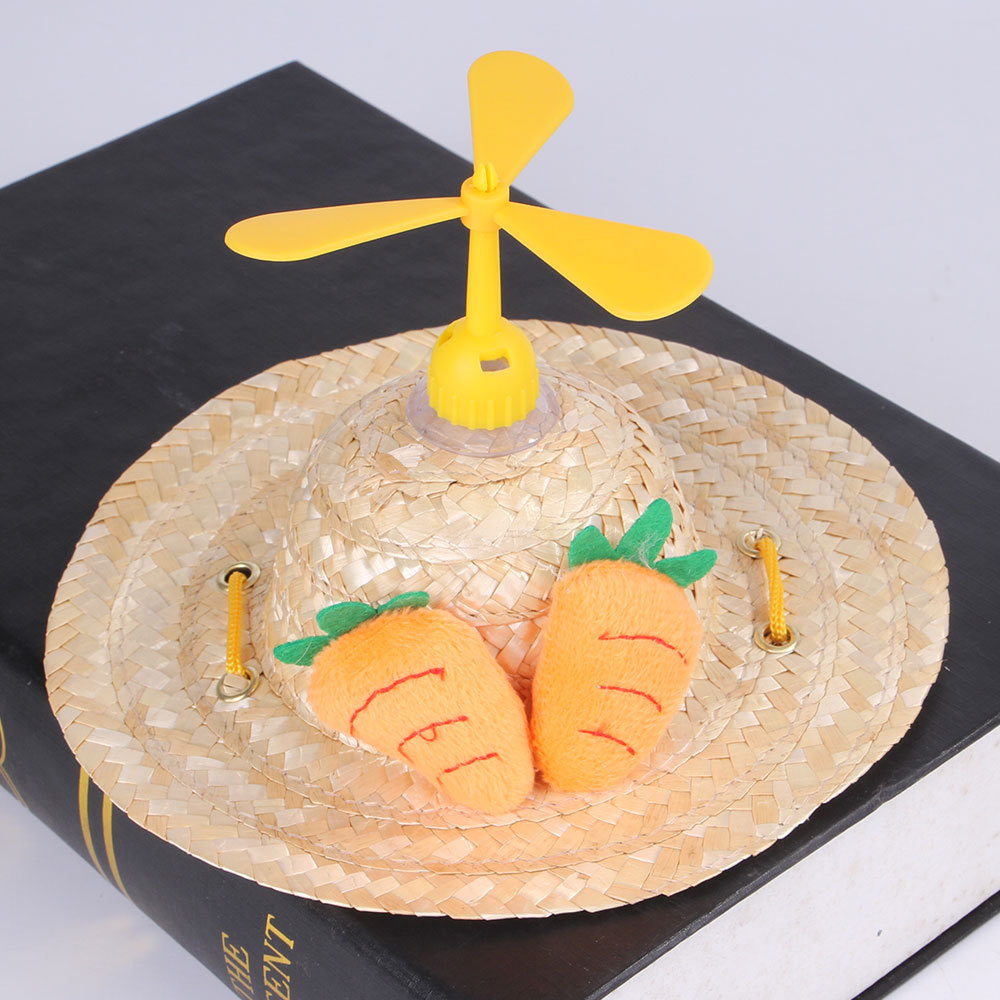 Wholesales Customized Pet Unique Foreign Trade Pet Toy Straw Hat Cat Dog Hat Headdress Puppy Bamboo Dragonfly Hat