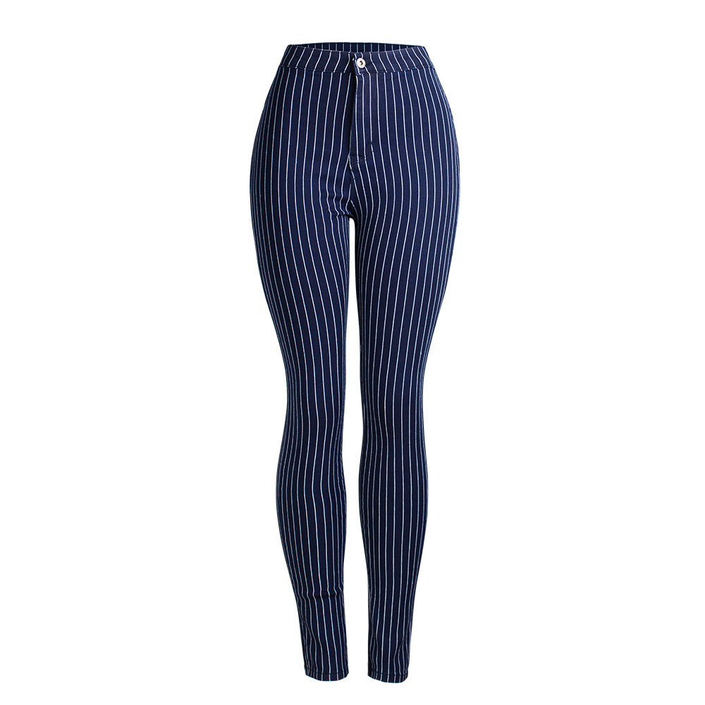 2019 Jeans New Spring Striped High-Waisted Trousers Women's Trousers AliExpress European and American Women's Clothing Pencil Pants