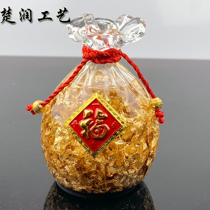 新款上市金箔水晶福袋工艺品摆件 公司促销创意礼品新奇特-阿里巴巴