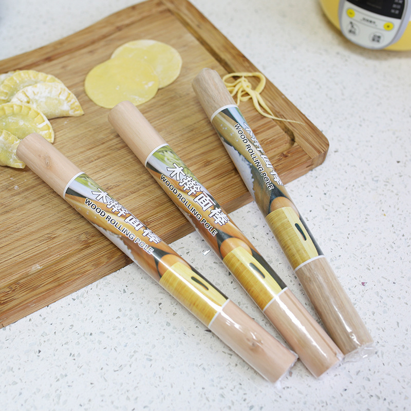 solid wood rolling pin household dumpling skin small kitchen stick large size thick noodles noodle pressing stick non-stick baking tool