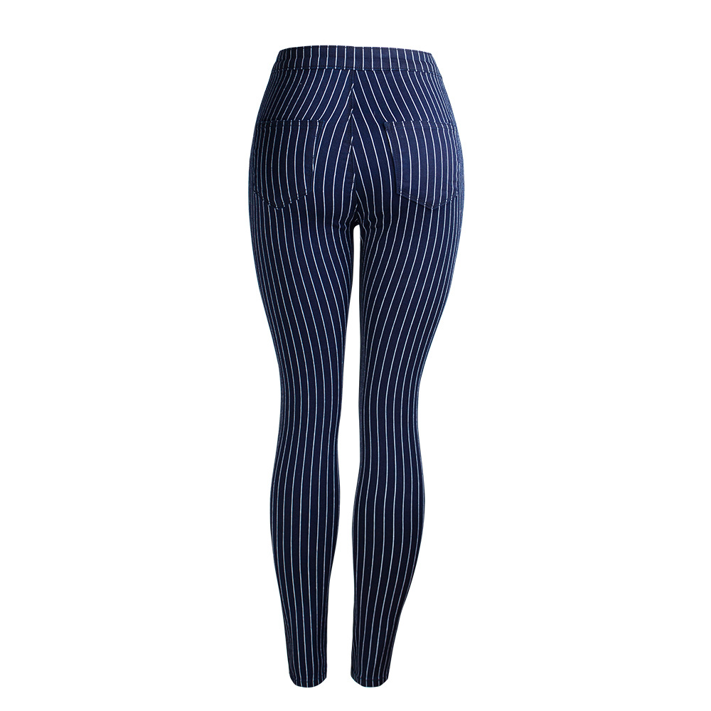 2019 Jeans New Spring Striped High-Waisted Trousers Women's Trousers AliExpress European and American Women's Clothing Pencil Pants