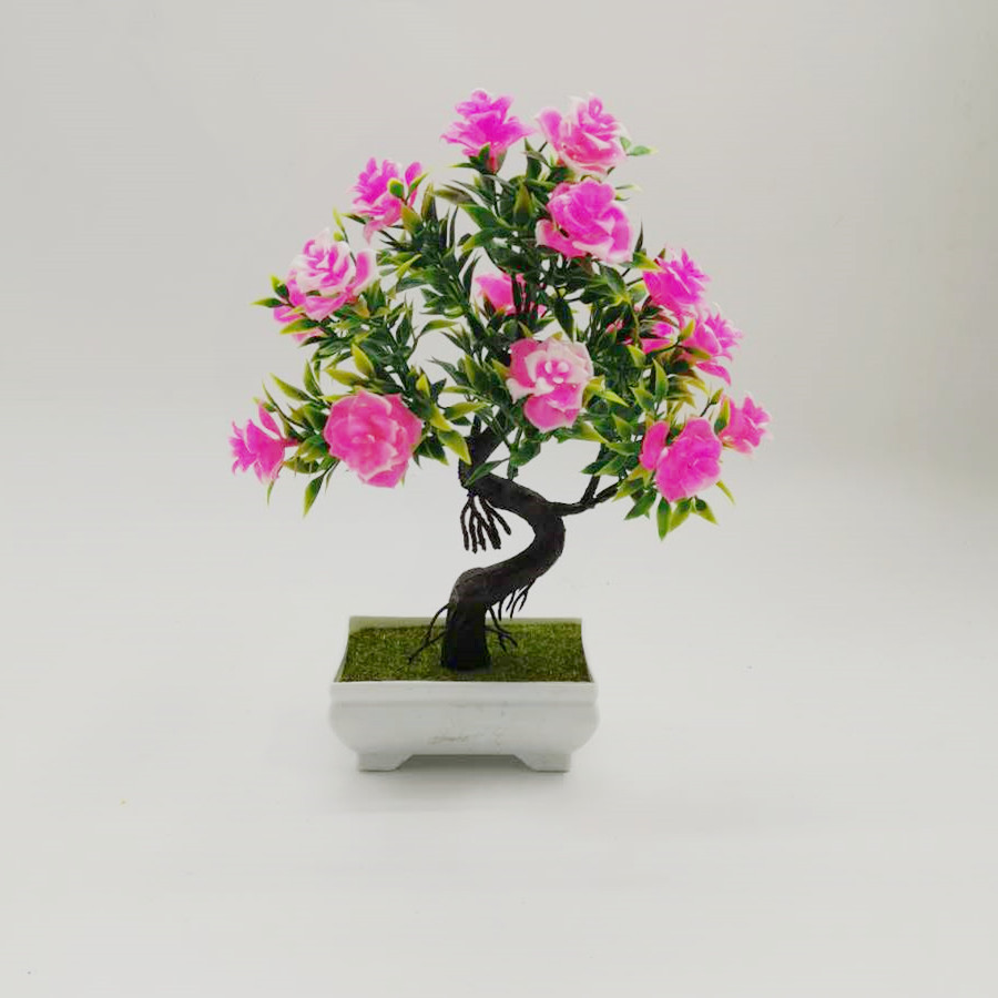 仿真植物绿植盆景 假花盆栽玫瑰花酒店房间摆件装饰工艺品小盆景