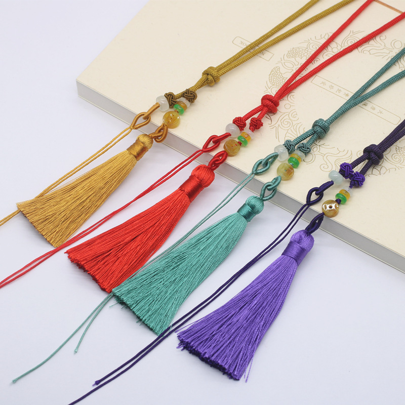 Direct Supply Car Sling Tassel Woven Diy Color Tassel Agate Beeswax Lanyard Bag Hanging Crafts Hand Toy String Wholesale