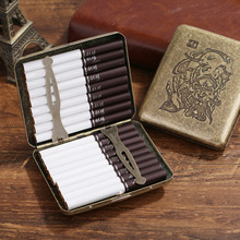 20支装金属不锈钢青古铜色复古香对开烟盒礼盒装男士精品烟具礼物