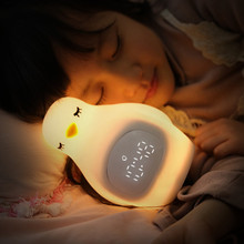 创意企鹅硅胶闹钟 usb充电床头婴儿led喂奶灯小孩爱玩夜灯闹钟