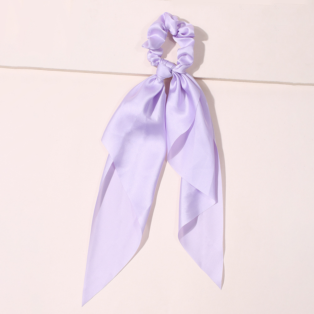 Yiwu Wholesale Artificial Silk Tie-Dyed Hair Ring French Large Intestine Scarf Hair Band Butterfly Tie Ponytail Ribbon Hair Accessories