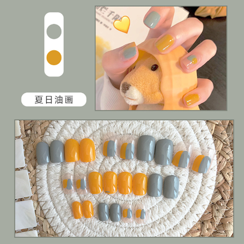 Internet Celebrity French Style Fake Nails Wear Nail Finished Product Nail Tip Nail Stickers Removable Nail Press on Nails