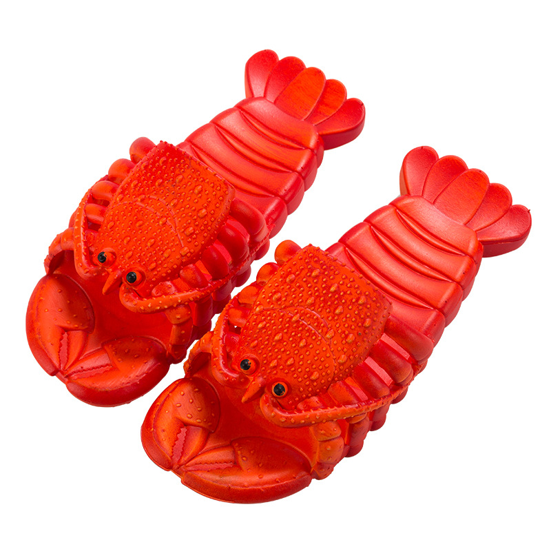 Cute Trending Creative Crayfish Women's Slippers Summer One Family Three Mouth Parent-Child Children Cartoon Beach Holiday Sandals