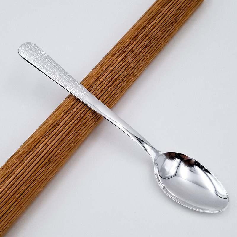 心经长柄999银勺子60克足银调羹家用银餐具食用银饭勺汤