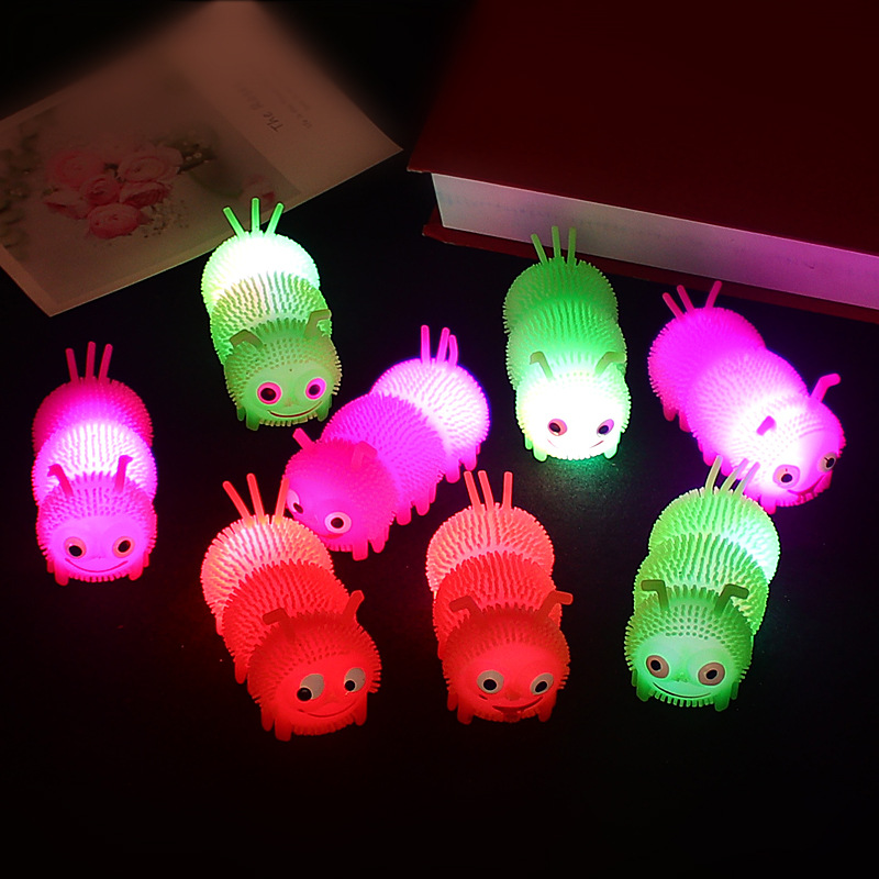 Flash New Exotic Toy Luminous Hairy Ball Luminous Three-Section Caterpillar Vent Flash Hairy Ball