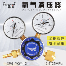 铂唯YQY-12氧气瓶减压器2.5*25全铜阀体调压稳压减压阀压力表上海