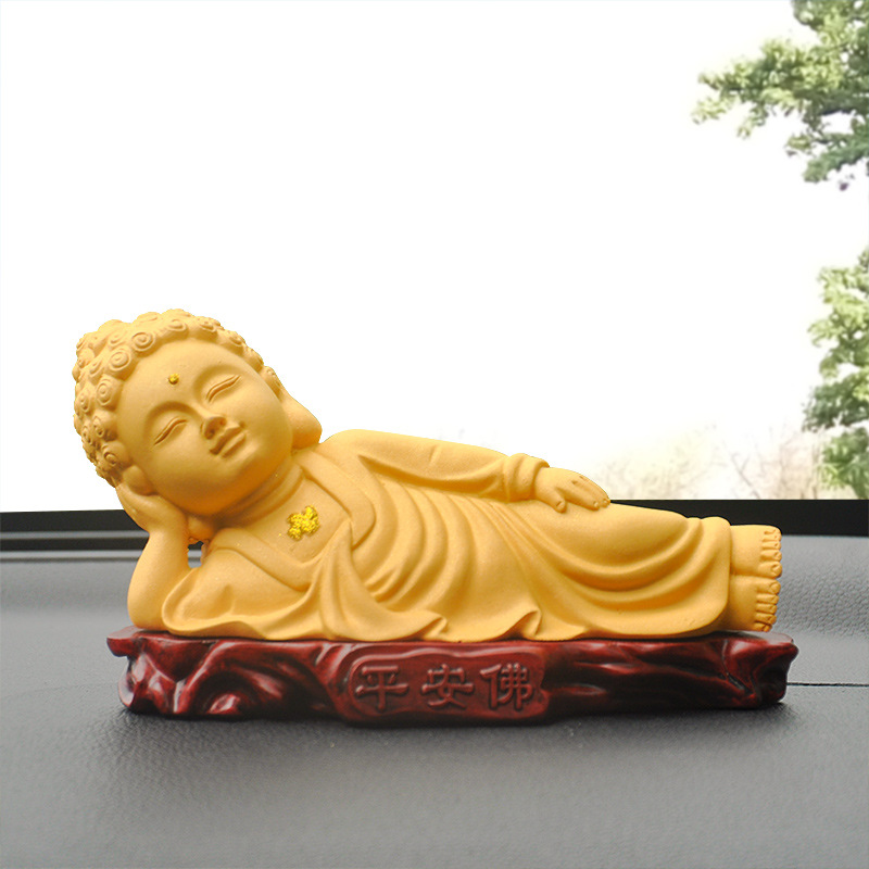 沙金如来佛汽车内装饰品摆件卧佛车载保平安佛像工艺品一件代发