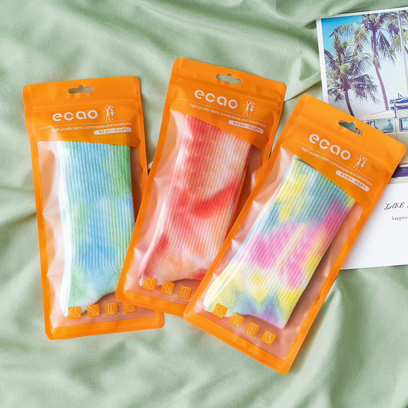 Tie-Dyed Middle Tube Cotton Socks Street Trendy Socks Ins Socks Women's New Gradient Color Fashion Sports Personalized Tide