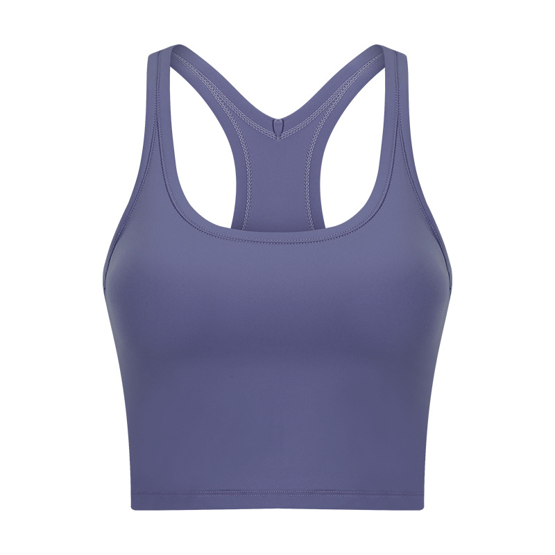 Fashionable All-Match New Yoga Vest with Chest Pad Women's Skin-Friendly Nude Feel Training Fitness Shockproof Sports Underwear