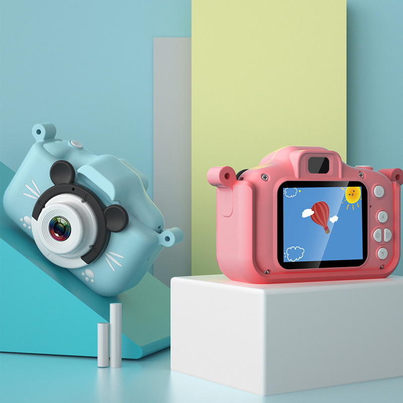 Factory Wholesale New Cartoon Children's Digital Camera Can Take Photos Front and Rear Double Lens Drop-Resistant Small Slr Baby Shot