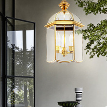欧式全铜小吊灯美式简约玻璃餐厅灯饰阳台过道走廊玄关单头小吊灯