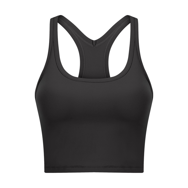 Fashionable All-Match New Yoga Vest with Chest Pad Women's Skin-Friendly Nude Feel Training Fitness Shockproof Sports Underwear