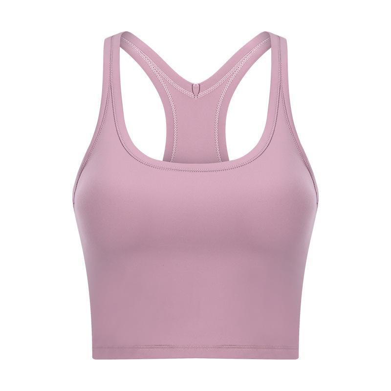 Fashionable All-Match New Yoga Vest with Chest Pad Women's Skin-Friendly Nude Feel Training Fitness Shockproof Sports Underwear