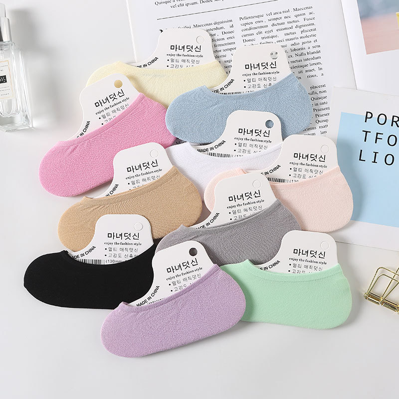 summer ultra-thin candy-colored female socks velvet invisible small size silicone women‘s children disposable socks no show socks