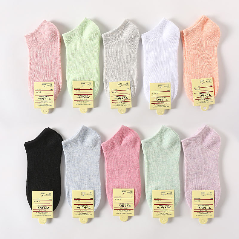 new summer pure color cotton socks women‘s low-cut liners socks shallow mouth plus size gift women‘s socks zhuji socks wholesale