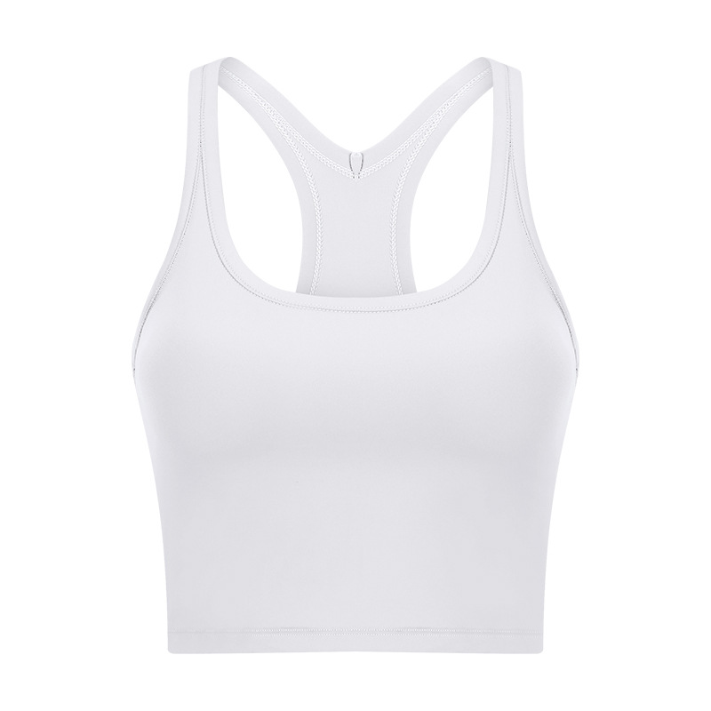 Fashionable All-Match New Yoga Vest with Chest Pad Women's Skin-Friendly Nude Feel Training Fitness Shockproof Sports Underwear