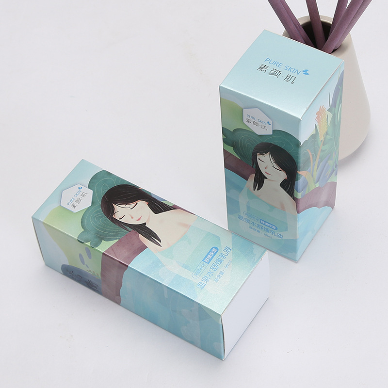 化妆品纸盒厂家定 做设计护肤品外包装盒纳米uv印刷银卡乳液折盒