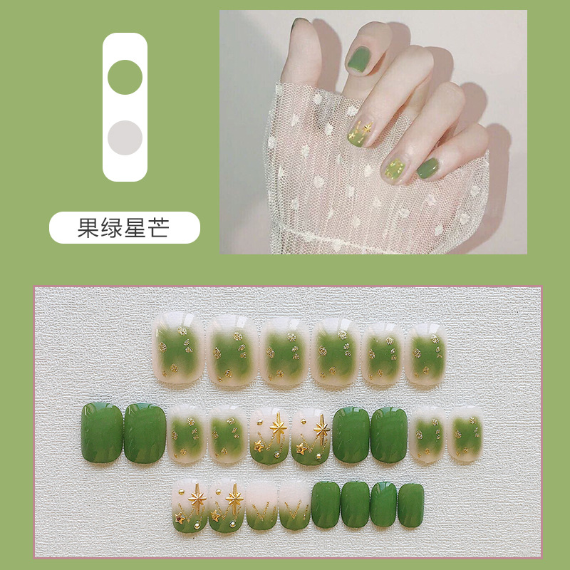 Internet Celebrity French Style Fake Nails Wear Nail Finished Product Nail Tip Nail Stickers Removable Nail Press on Nails