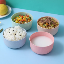 小麦秸秆碗塑料家用汤面米饭汤碗餐具儿童碗餐具日用品圆形塑料碗