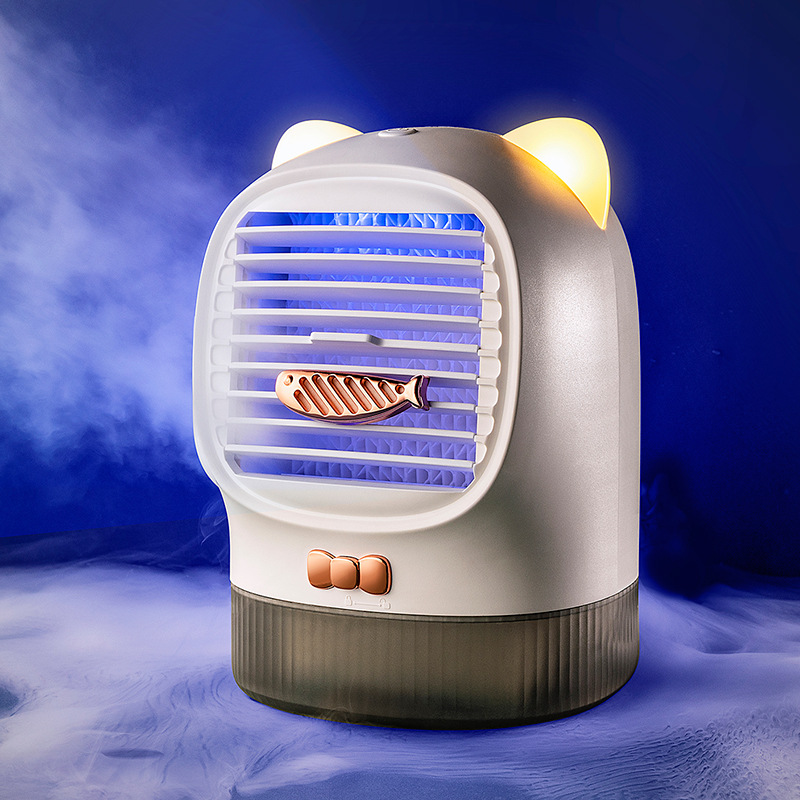 可爱招财猫水冷风扇 紫外线usb充电迷你小台扇 桌面香薰空调风扇