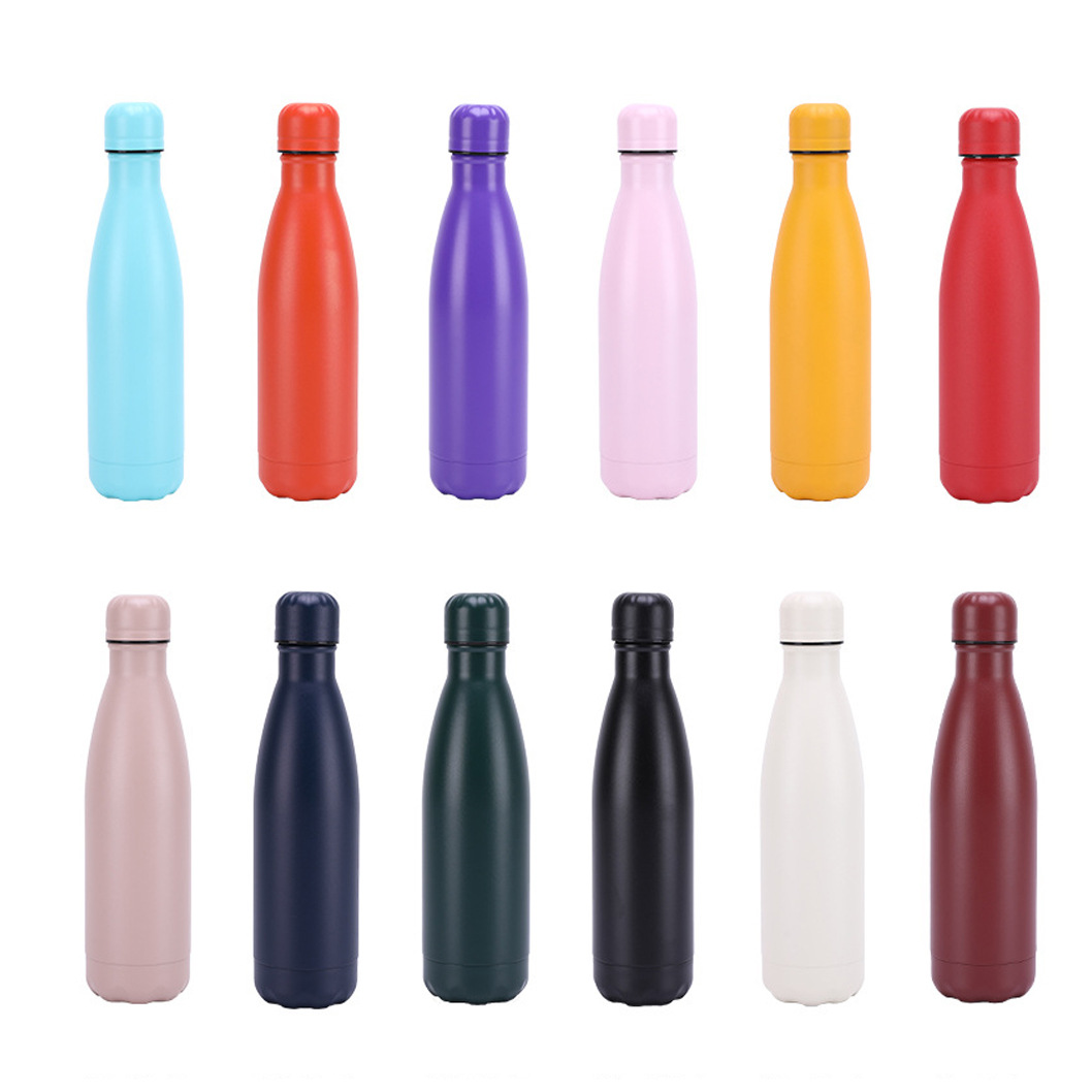 Factory Direct Supply Coke Bottle Vacuum Cup 304 Stainless Steel Outdoor Sports Bottle Plastic Spray Series One Piece Dropshipping