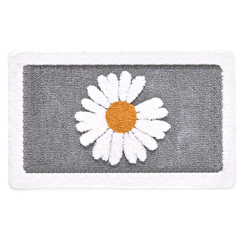 Factory Cartoon Little Daisy Flocking Ground Mats Household Bathroom Entrance Carpet Bathroom Non-Slip Mat Absorbent Floor Mat