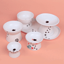 宠物保护颈椎陶瓷碗日式猫咪喝水碗狗狗粮食碗保护颈椎陶瓷碗