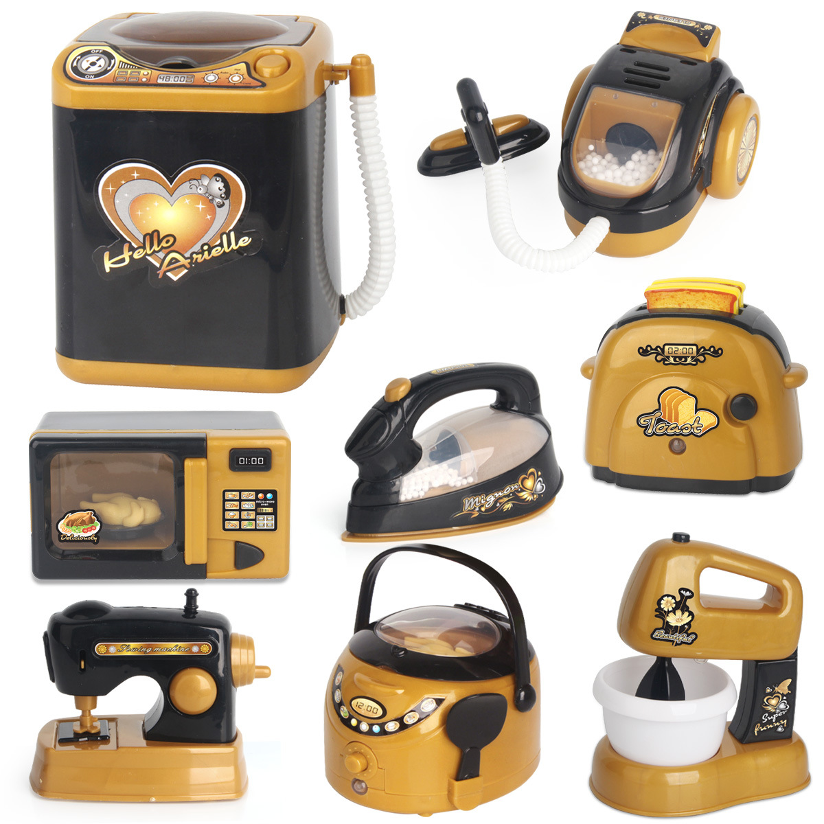 儿童迷你过家家玩具黑金系列多款仿真电动厨房电器家具黑金小家电